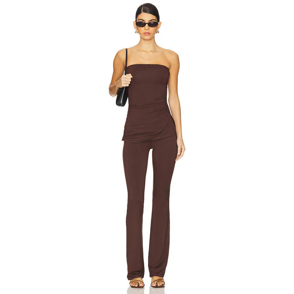 Superdown Annalise Pant Set strapless top brown size XS NWT $98msrp